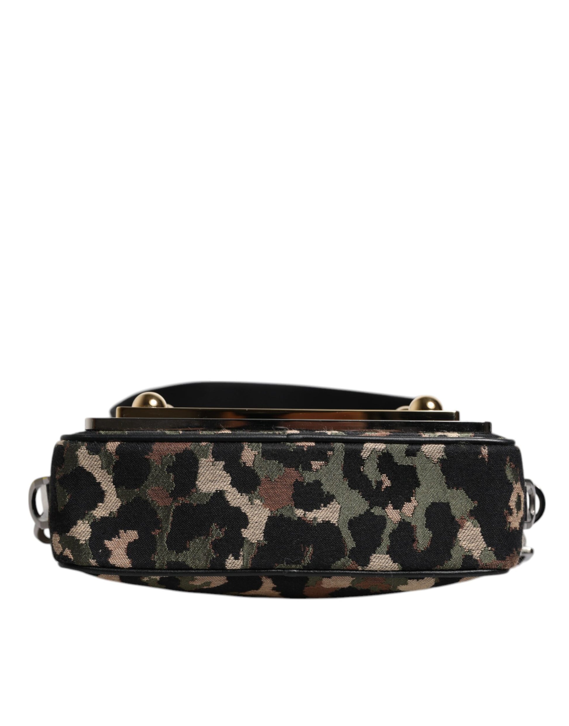Mehrfarbige Umhängetasche aus Jacquard mit DG-Logo und Leopardenmuster