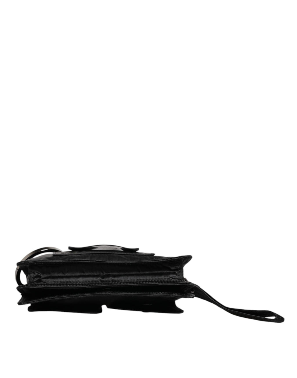 Schwarze Zweiwege-Clutch aus Stoff mit Logo