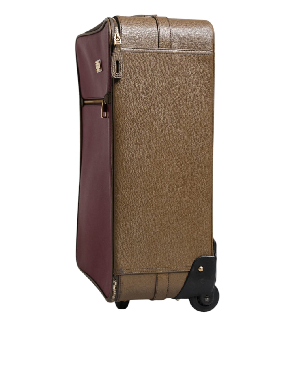Fuchsia Khaki Leder Trolley Reisetasche mit Rädern