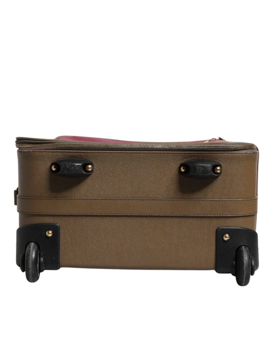 Fuchsia Khaki Leder Trolley Reisetasche mit Rädern