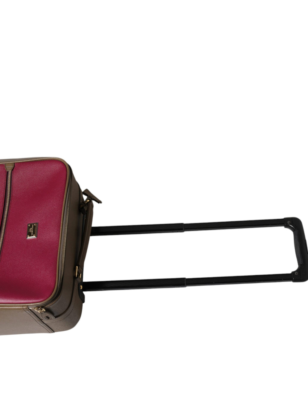 Fuchsia Khaki Leder Trolley Reisetasche mit Rädern
