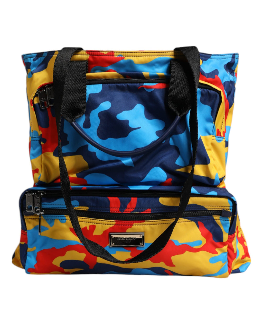 Mehrfarbige Einkaufstasche aus Nylon mit Camouflage-Muster