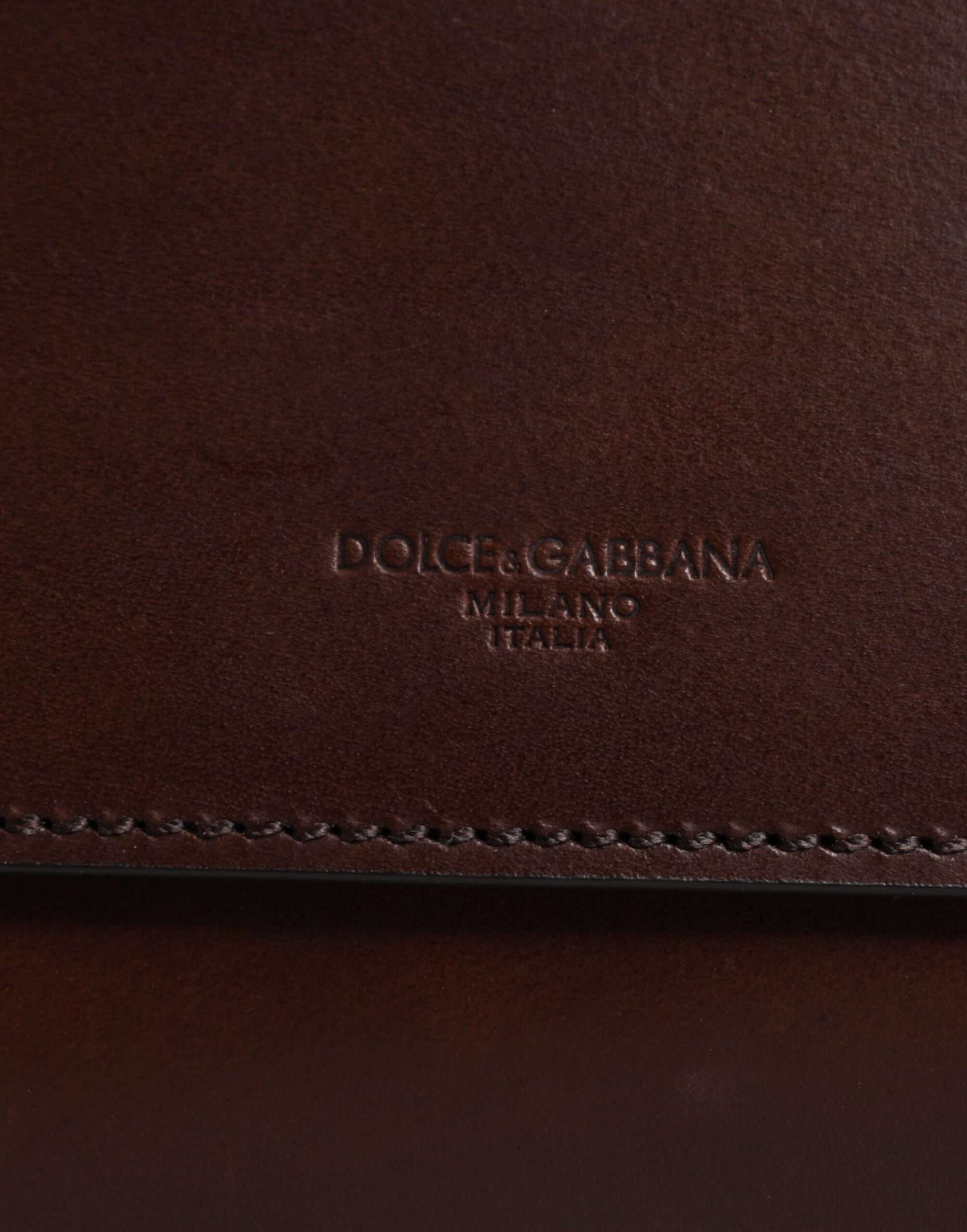 Dolce & Gabbana Brown Leather Logo Embossed Crossbody Bag