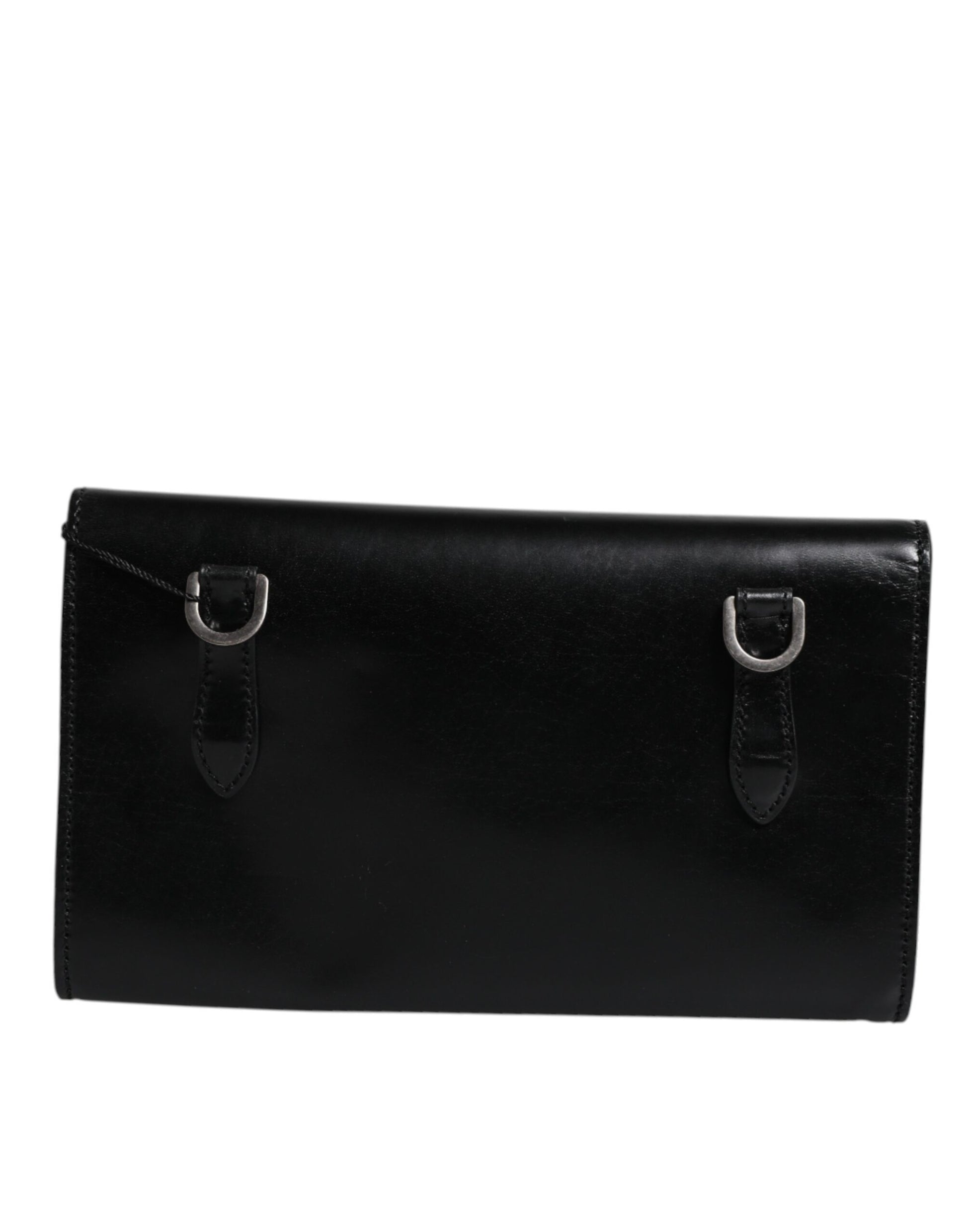 Schwarze Umhängetasche aus Leder mit Logoprägung