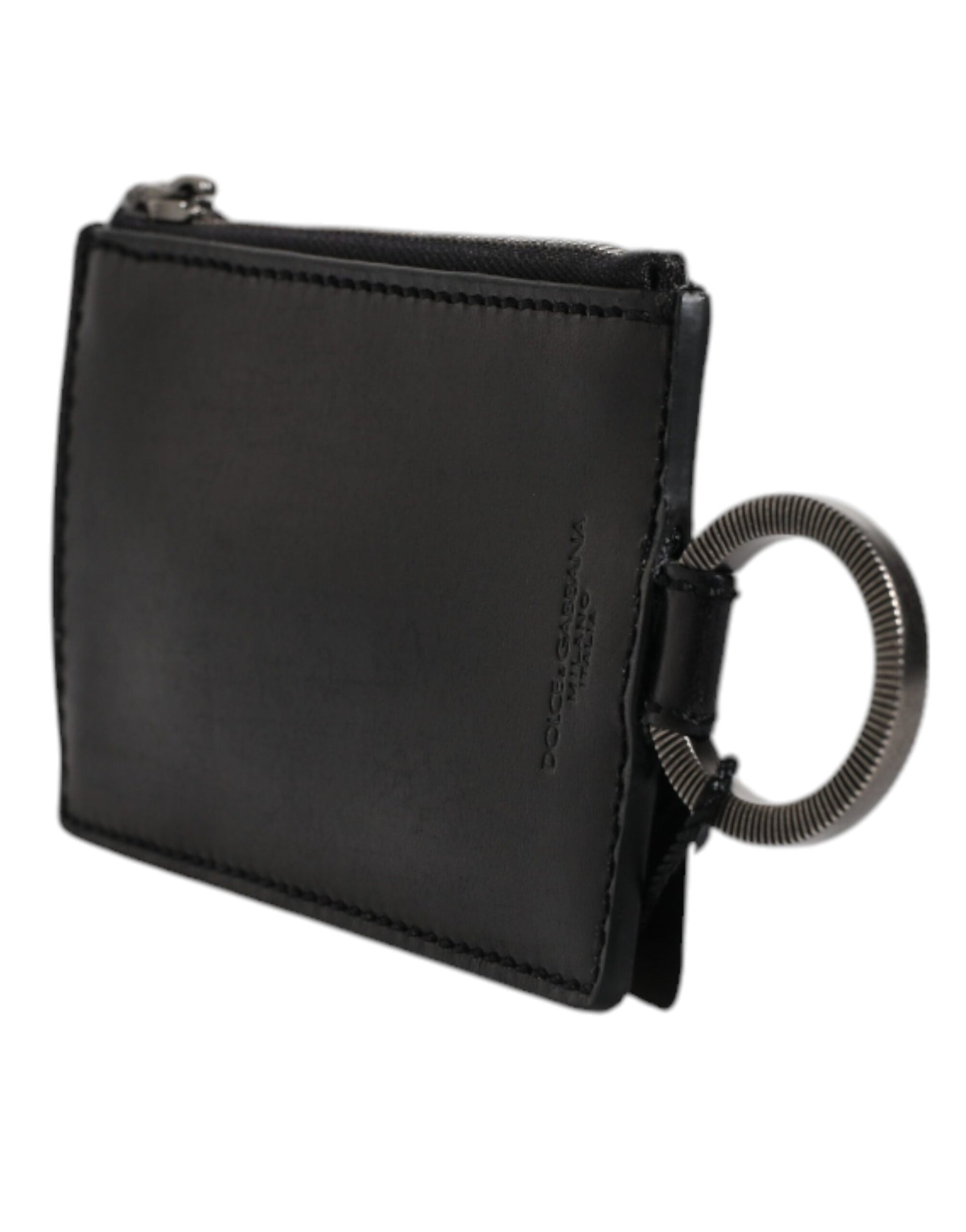Schwarzes Kartenetui aus Leder mit Lanyard und Logo von Horse