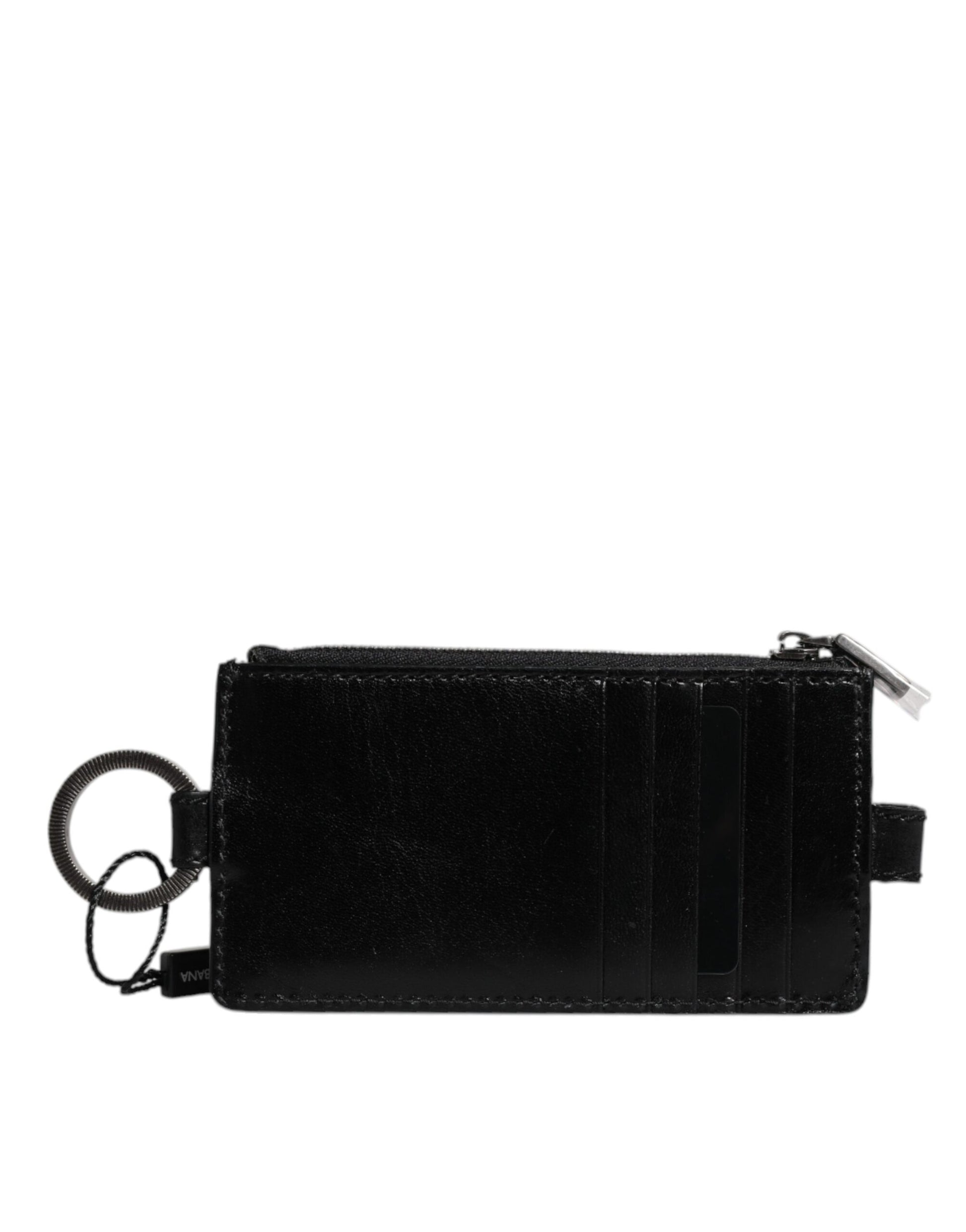 Schwarzes Kartenetui aus Leder mit Lanyard und Logo von Horse