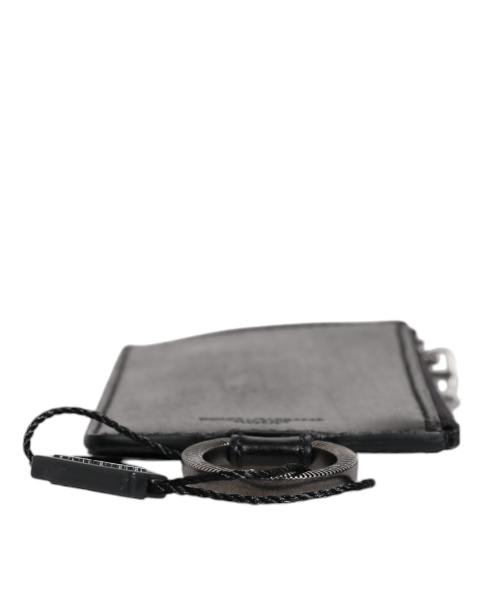 Schwarzes Kartenetui aus Leder mit Lanyard und Logo von Horse