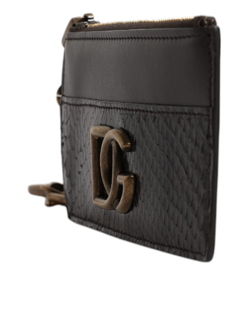Braune Brieftasche mit Kartenetui und DG-Logo aus exotischem Leder