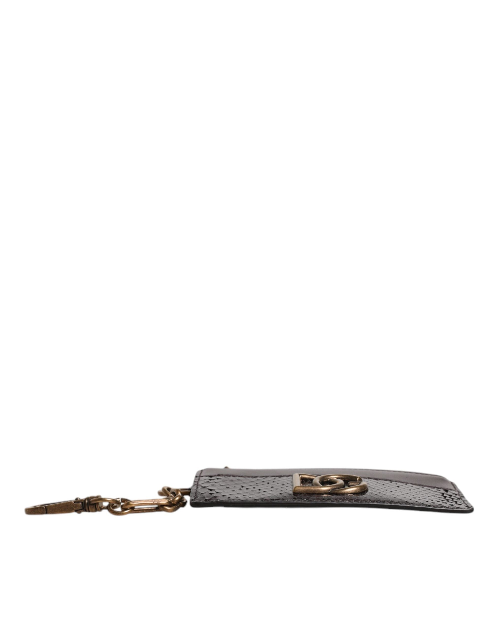 Braune Brieftasche mit Kartenetui und DG-Logo aus exotischem Leder