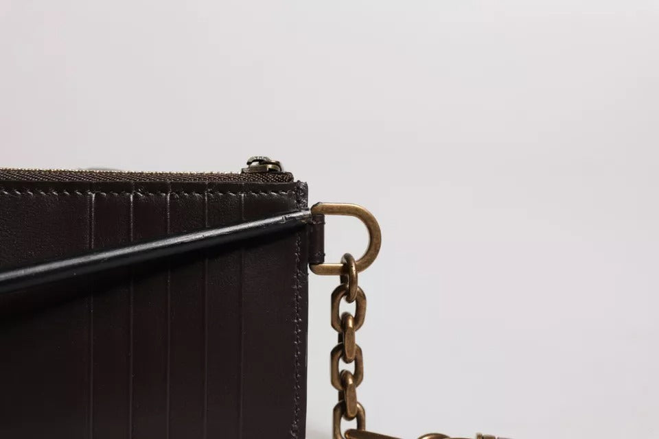 Braune Brieftasche mit Kartenetui und DG-Logo aus exotischem Leder