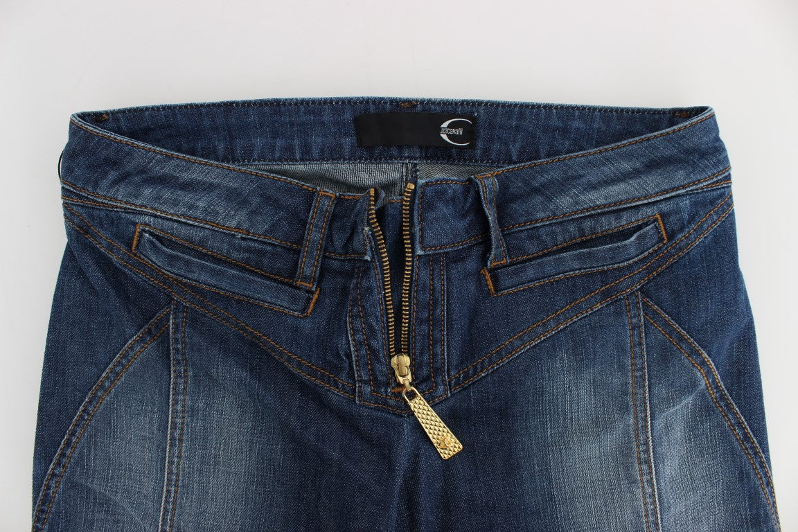 Bootcut-Jeans aus Baumwollstretch in blauer Waschung