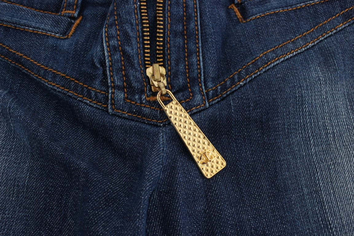 Bootcut-Jeans aus Baumwollstretch in blauer Waschung