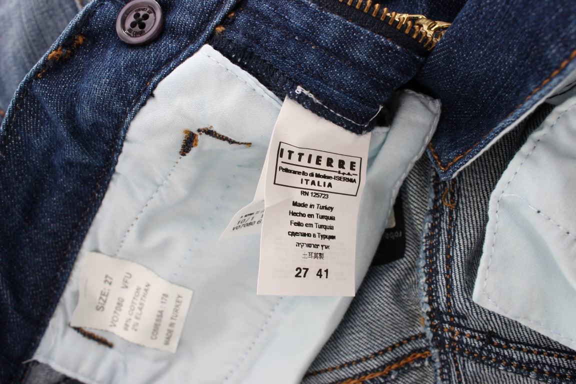 Bootcut-Jeans aus Baumwollstretch in blauer Waschung
