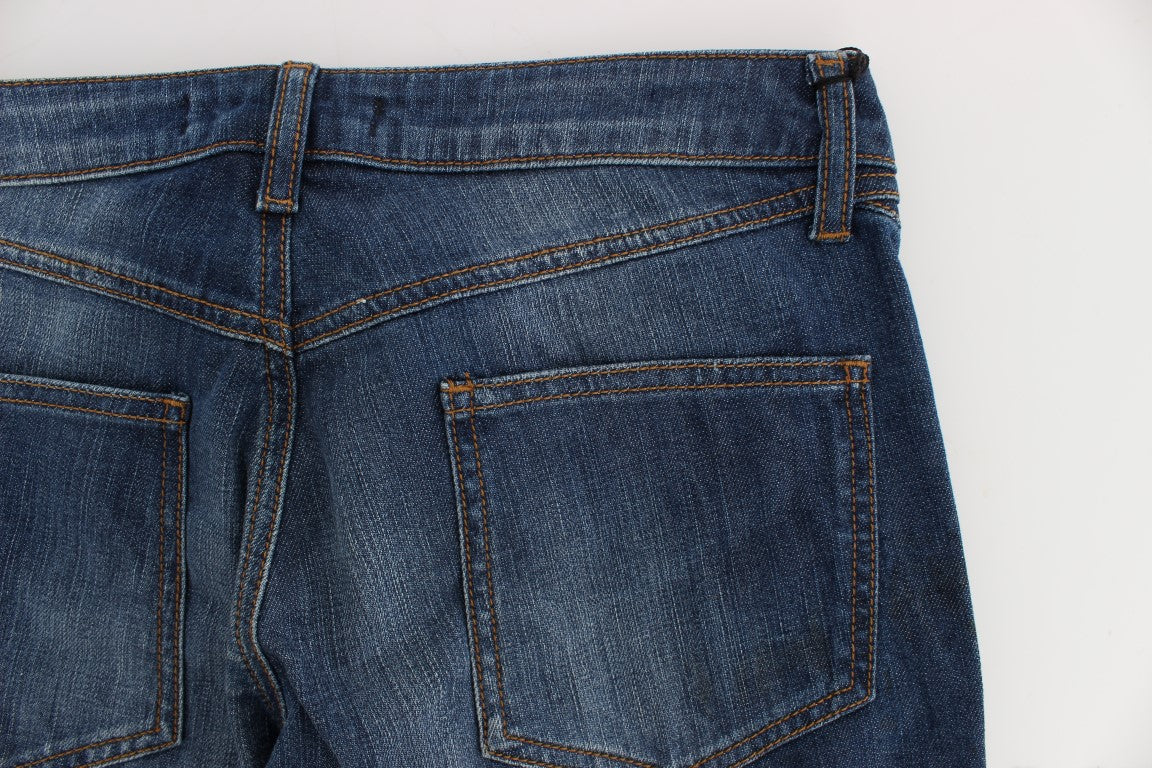 Bootcut-Jeans aus Baumwollstretch in blauer Waschung