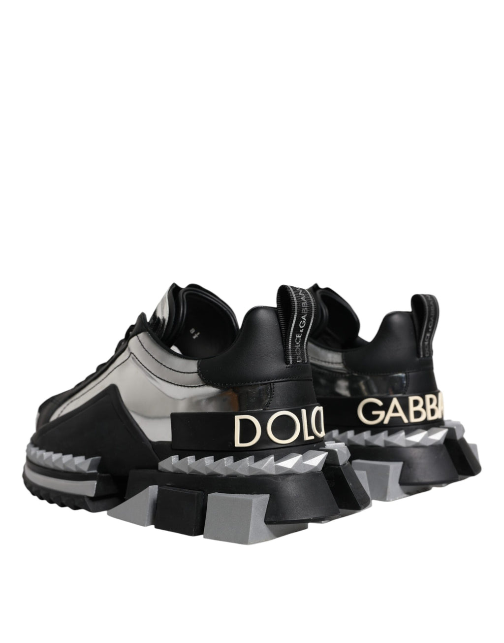 Schwarz-silberne SUPER KING Leder-Sneaker