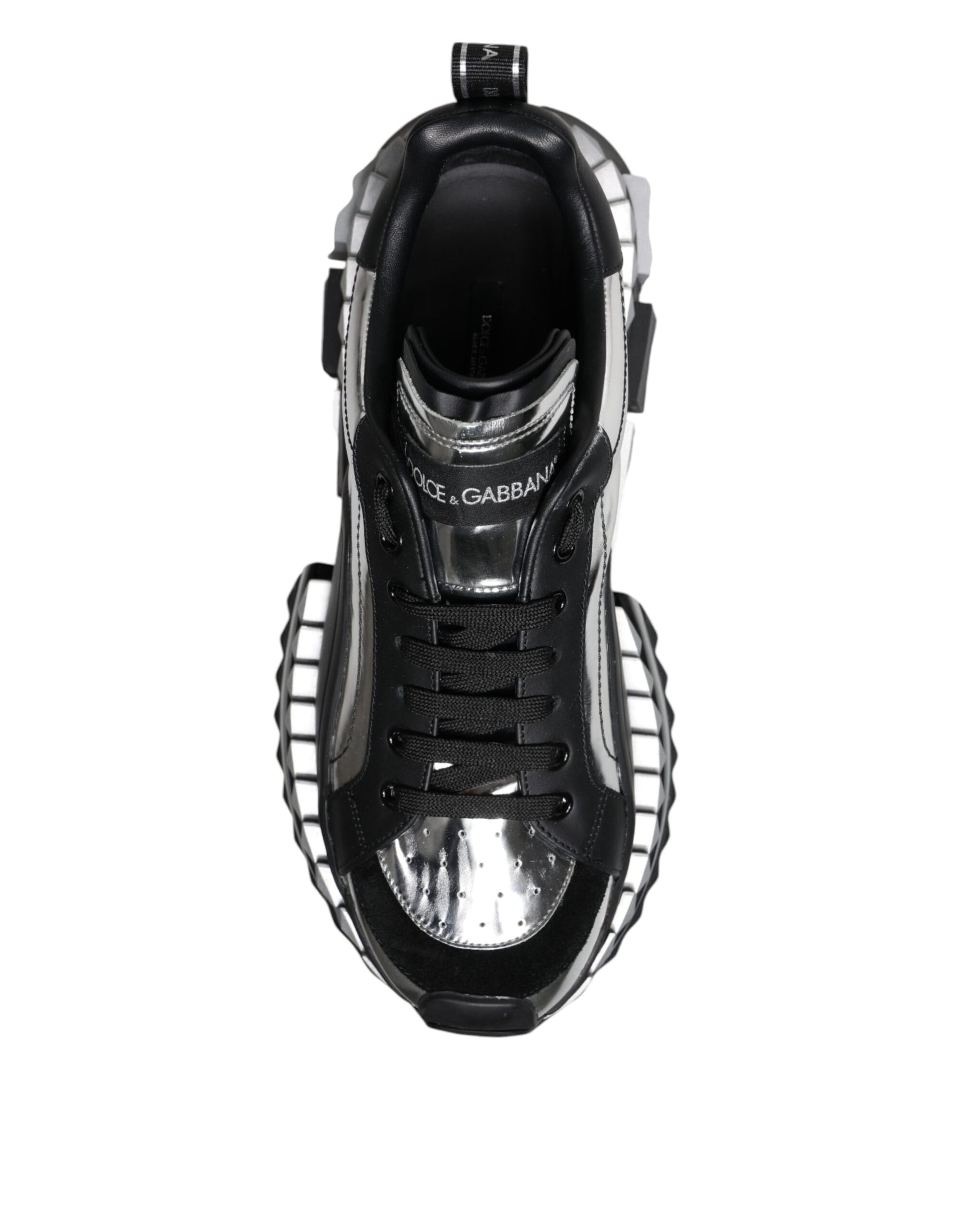 Schwarz-silberne SUPER KING Leder-Sneaker
