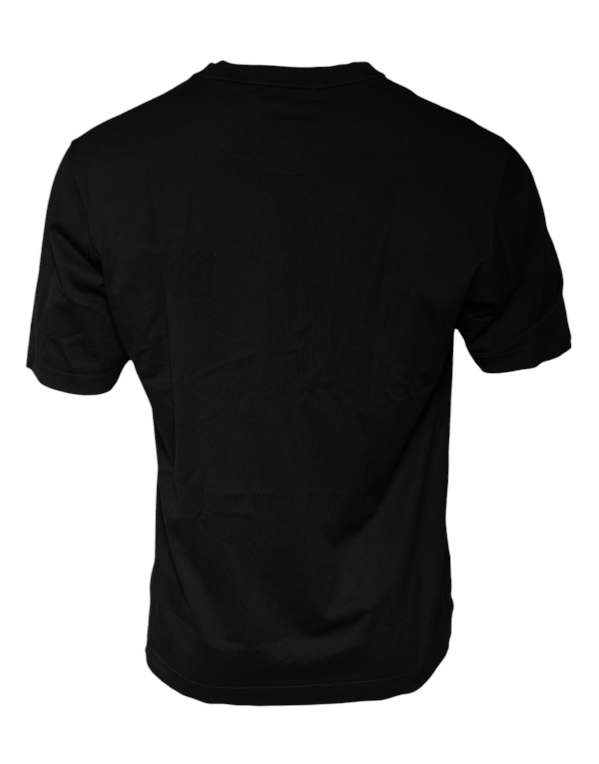 Schwarzes T-Shirt aus Baumwolle mit Rundhalsausschnitt und kurzen Ärmeln