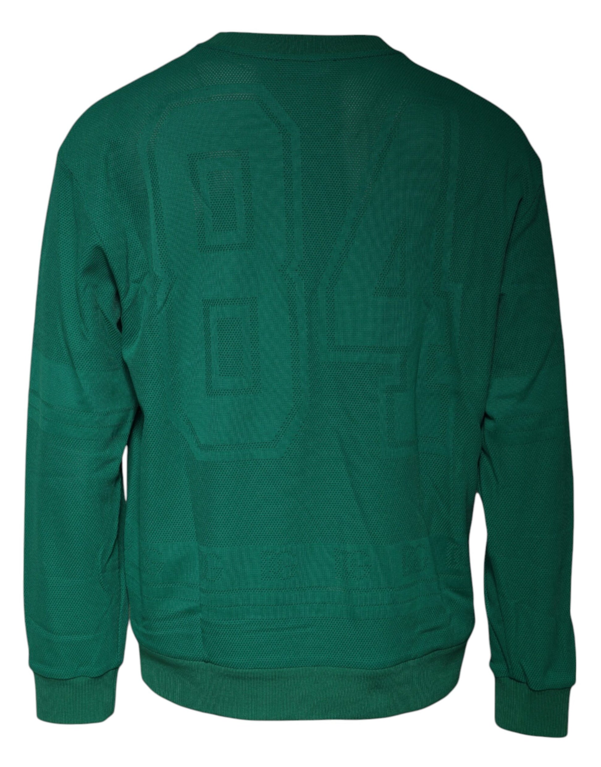 Grüner Pullover aus Nylon mit Rundhalsausschnitt und Logo