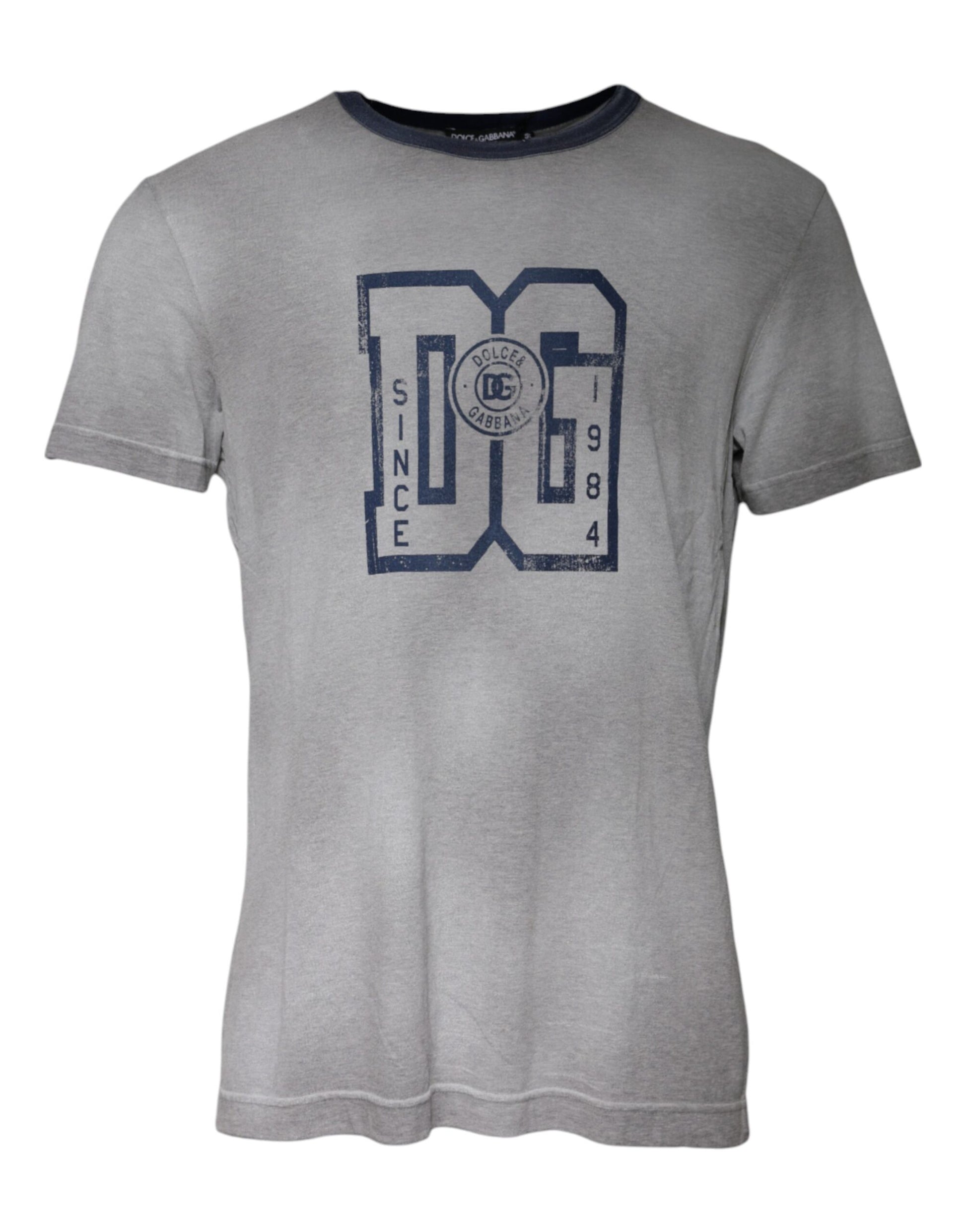 Graues T-Shirt aus Baumwolle mit Rundhalsausschnitt und Logo-Print