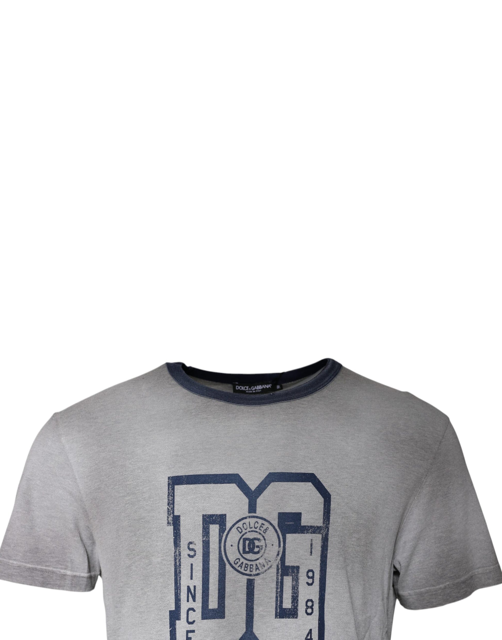 Graues T-Shirt aus Baumwolle mit Rundhalsausschnitt und Logo-Print