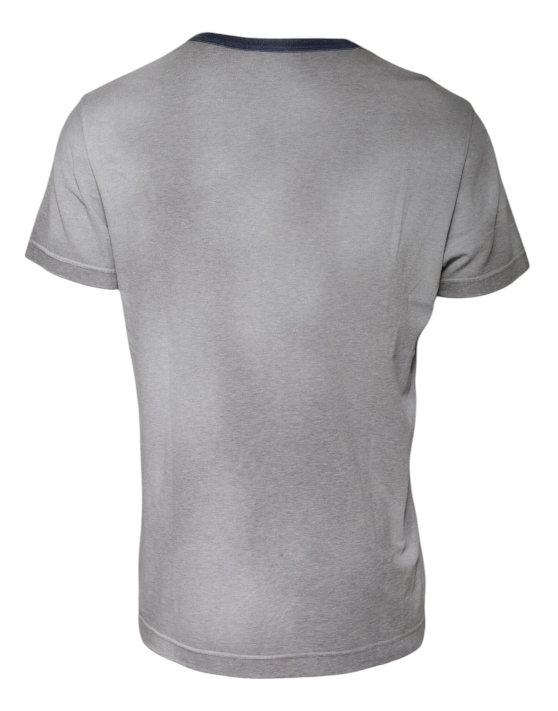 Graues T-Shirt aus Baumwolle mit Rundhalsausschnitt und Logo-Print