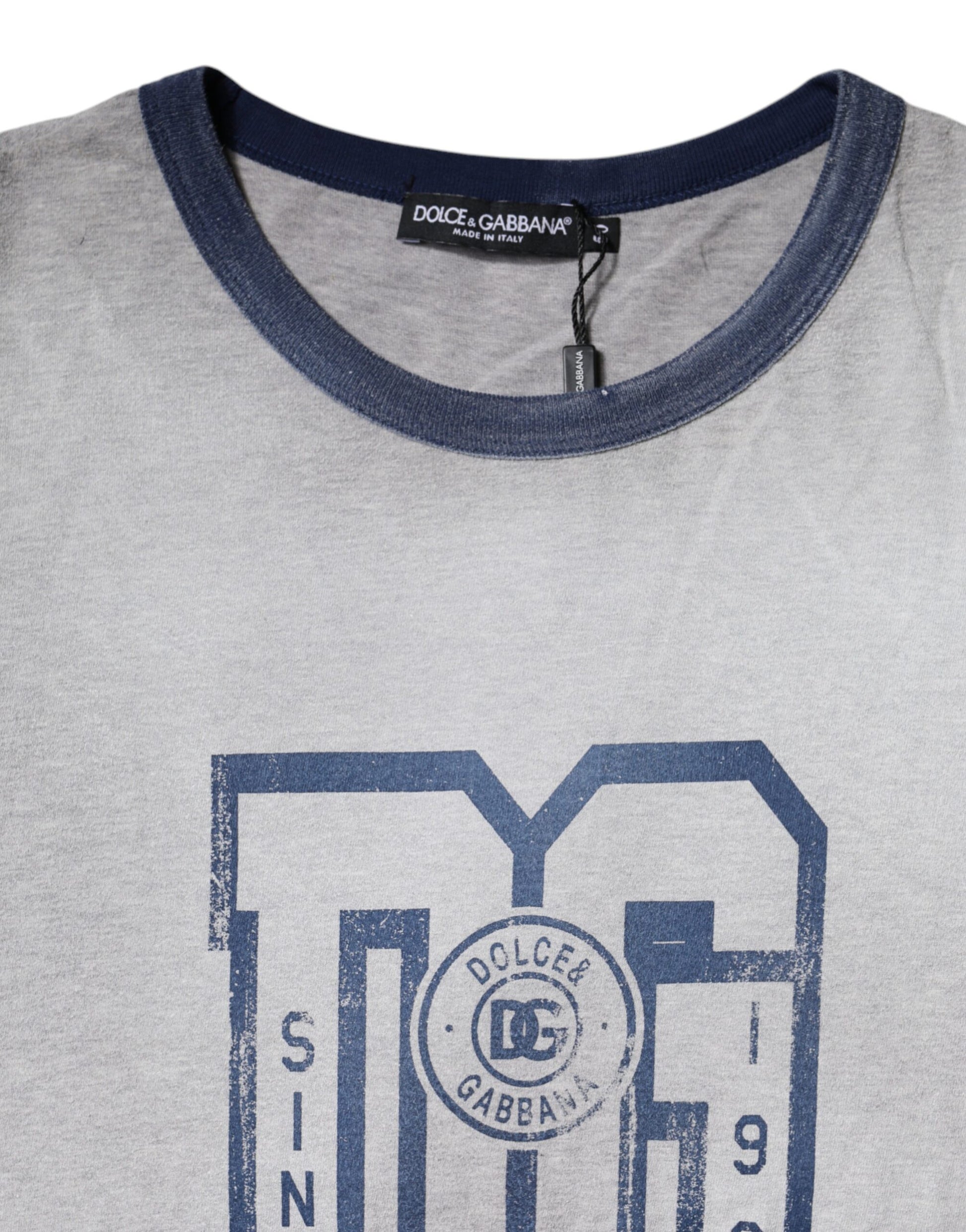 Graues T-Shirt aus Baumwolle mit Rundhalsausschnitt und Logo-Print