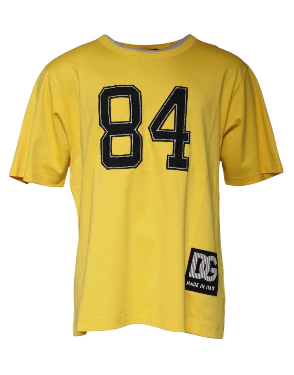 Gelbes T-Shirt mit Rundhalsausschnitt und kurzen Ärmeln