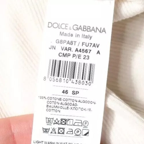 Ärmelloses Tank-T-Shirt aus Baumwolle mit Rundhalsausschnitt in Off-White