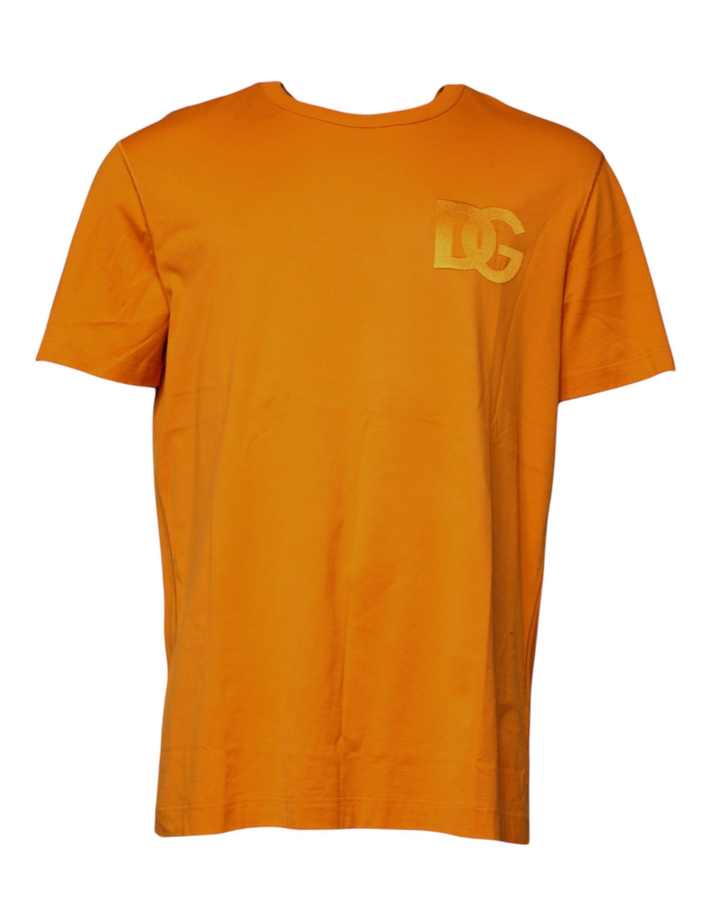 Orangefarbenes T-Shirt aus Baumwolle mit Rundhalsausschnitt und Logo