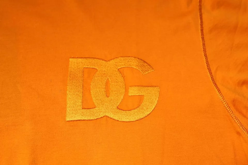 Orangefarbenes T-Shirt aus Baumwolle mit Rundhalsausschnitt und Logo