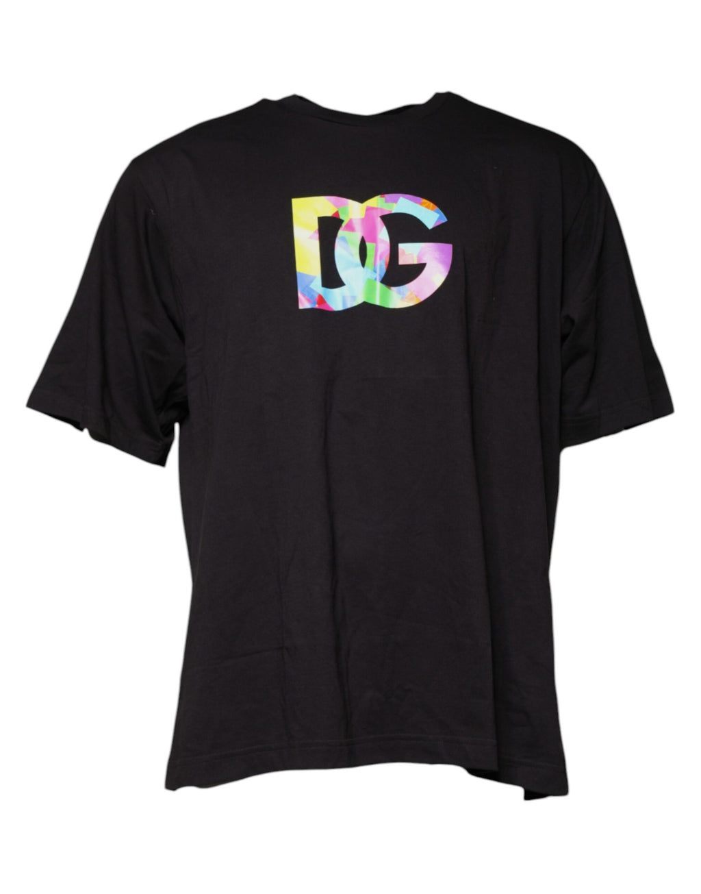 Schwarzes Baumwoll-T-Shirt mit Rundhalsausschnitt und Logo-Print
