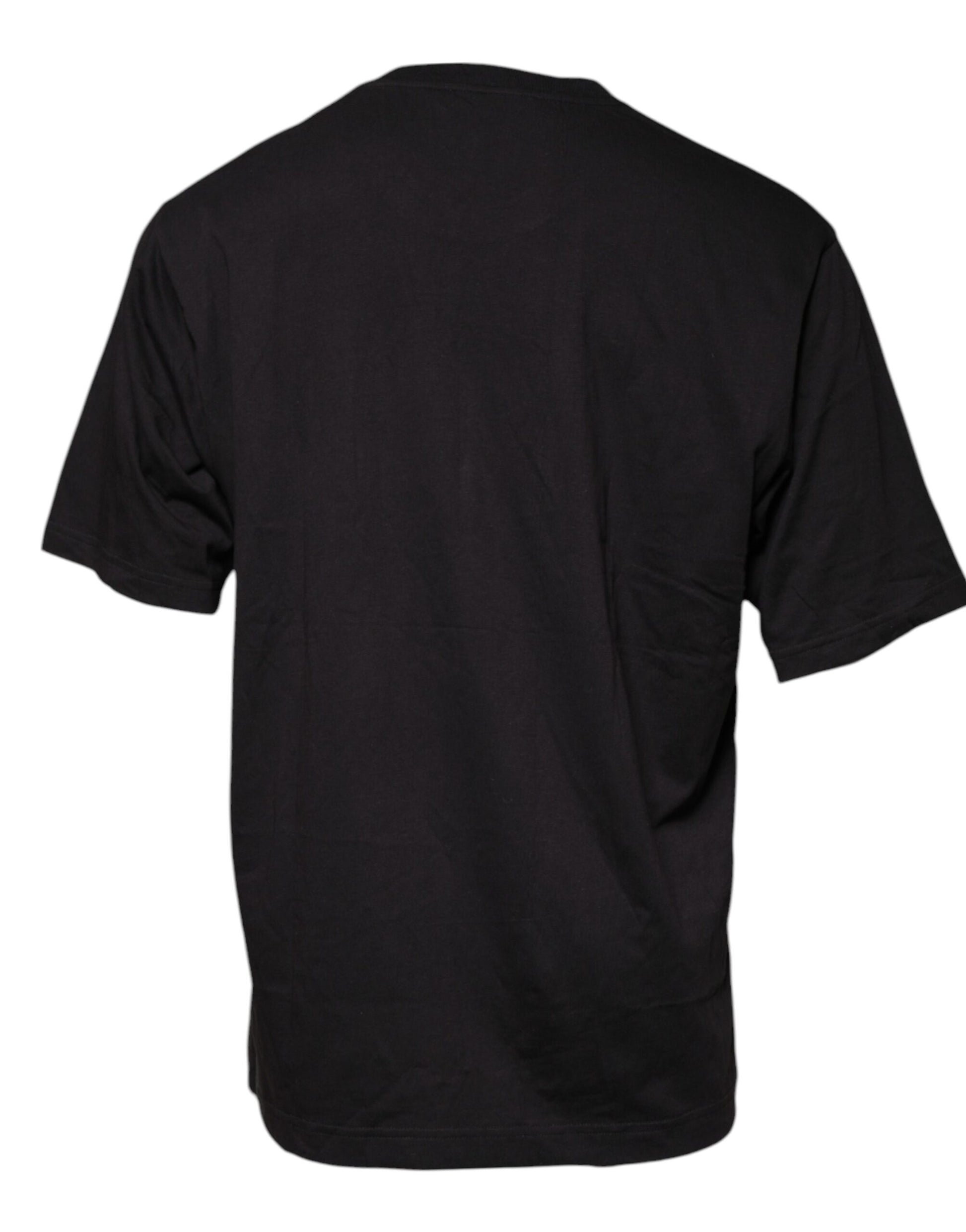 Schwarzes Baumwoll-T-Shirt mit Rundhalsausschnitt und Logo-Print