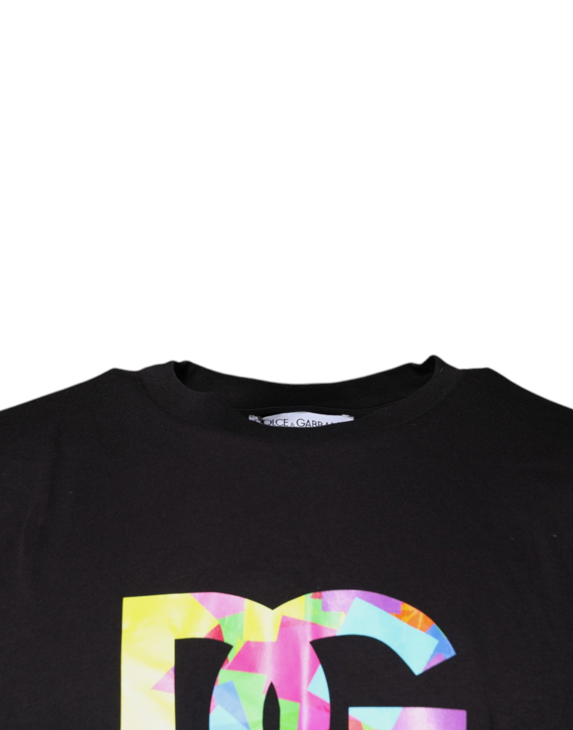 Schwarzes Baumwoll-T-Shirt mit Rundhalsausschnitt und Logo-Print
