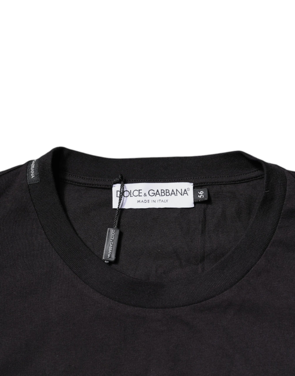 Schwarzes Baumwoll-T-Shirt mit Rundhalsausschnitt und Logo-Print