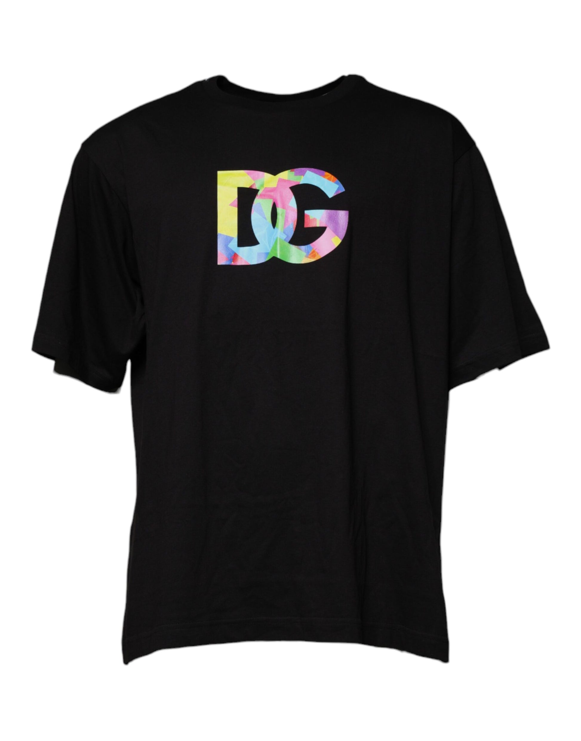 Schwarzes Baumwoll-T-Shirt mit Rundhalsausschnitt und Logo-Print