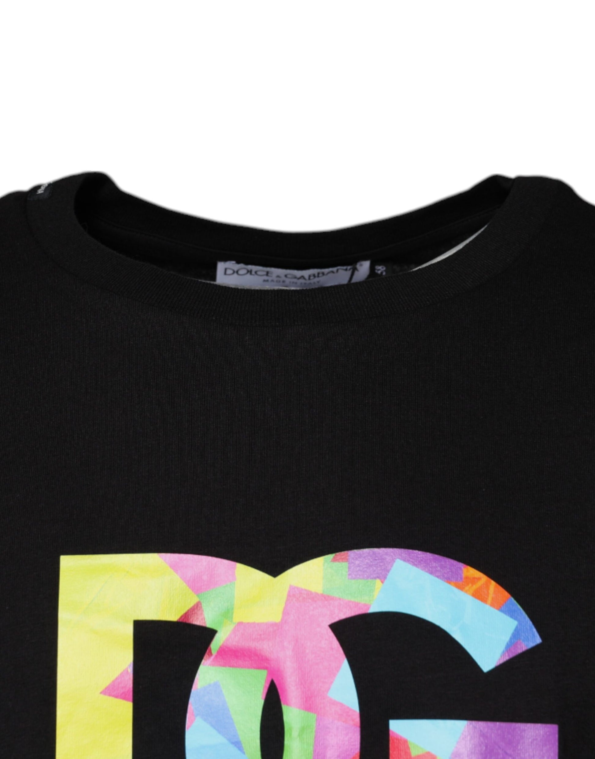 Schwarzes Baumwoll-T-Shirt mit Rundhalsausschnitt und Logo-Print