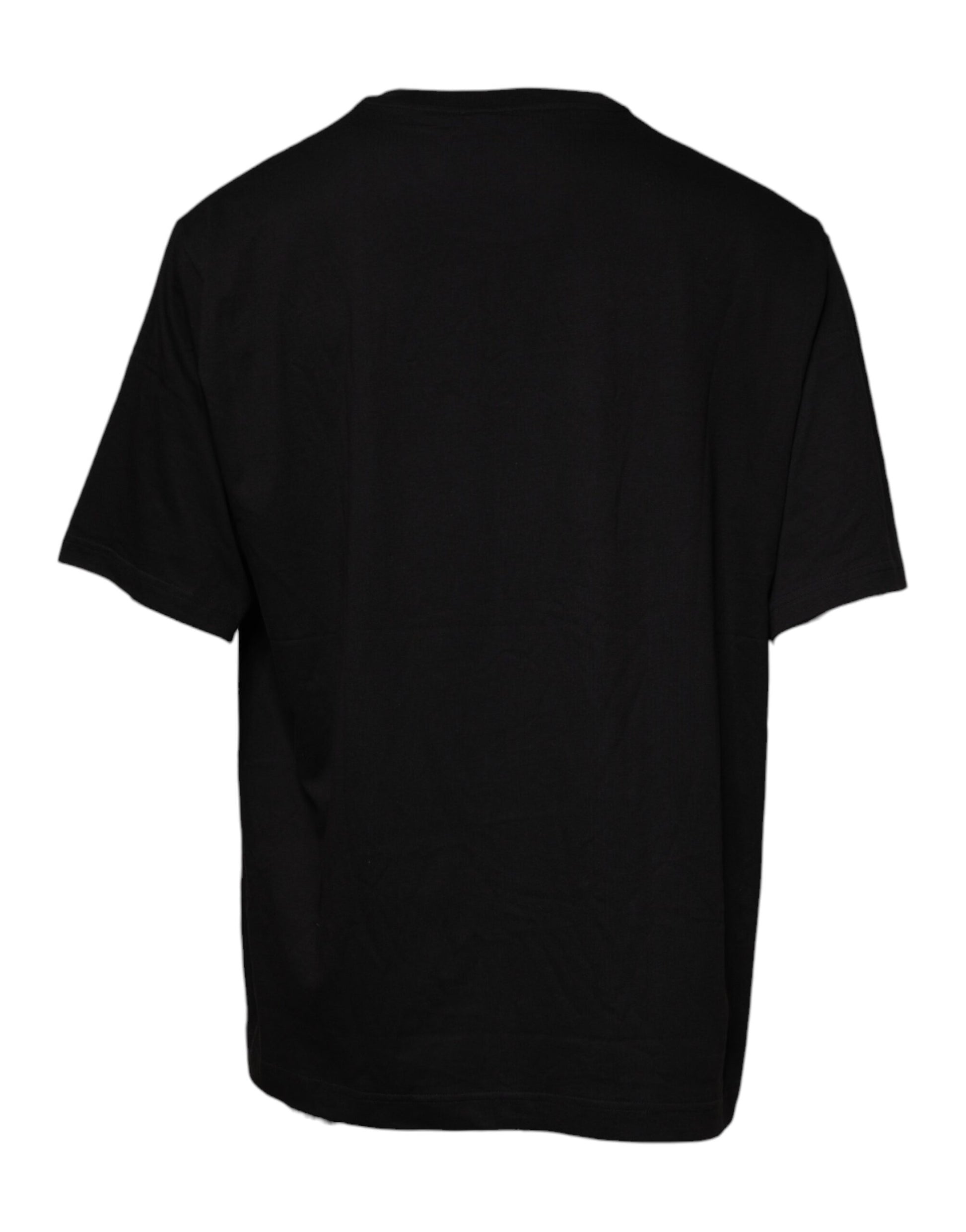 Schwarzes Baumwoll-T-Shirt mit Rundhalsausschnitt und Logo-Print