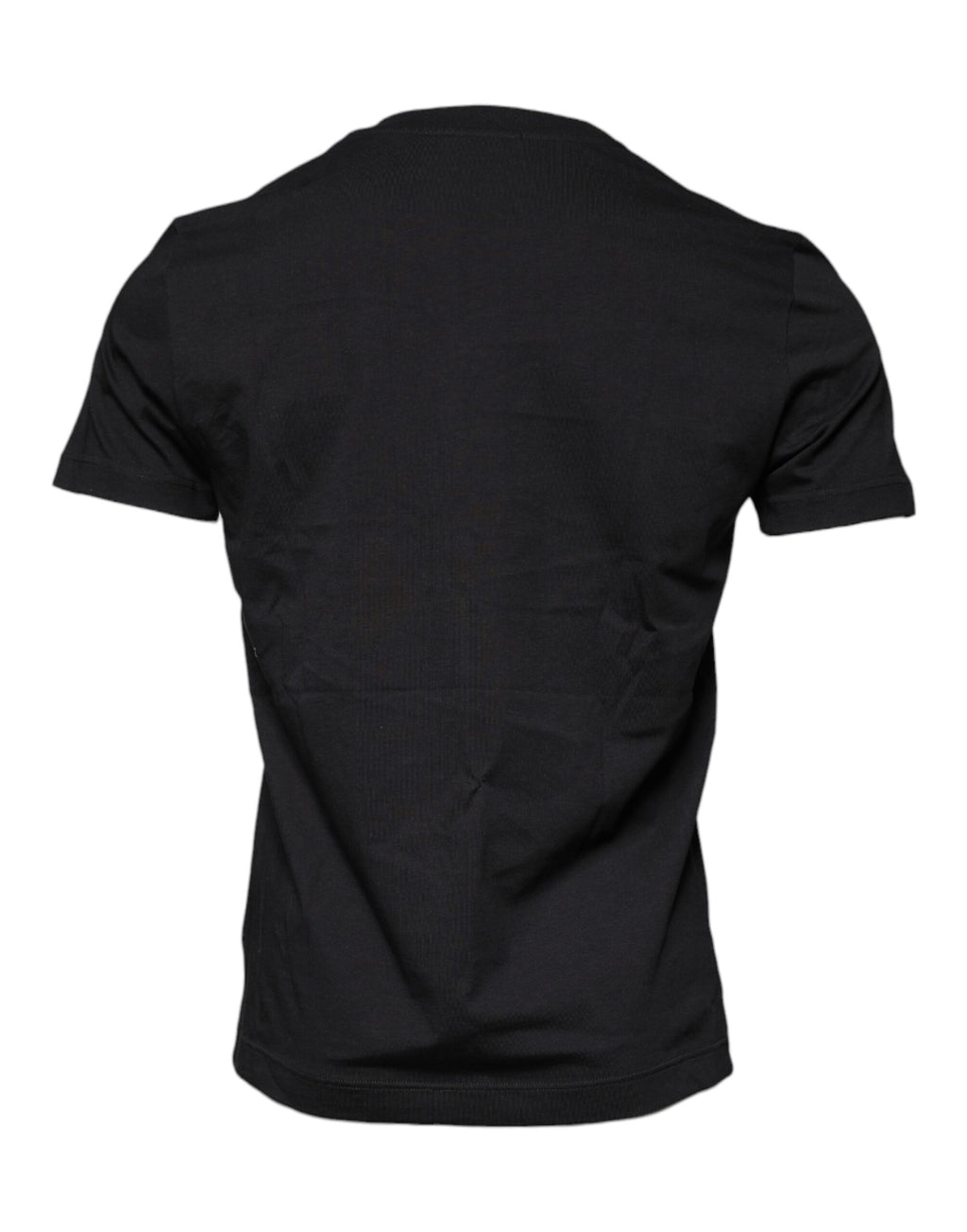Schwarzes T-Shirt aus Baumwolle mit Rundhalsausschnitt und kurzen Ärmeln