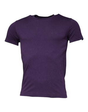 Violettes Kurzarm-T-Shirt aus Baumwolle mit Rundhalsausschnitt
