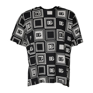 Schwarzes T-Shirt aus Baumwolle mit Rundhalsausschnitt und Logo-Monogramm