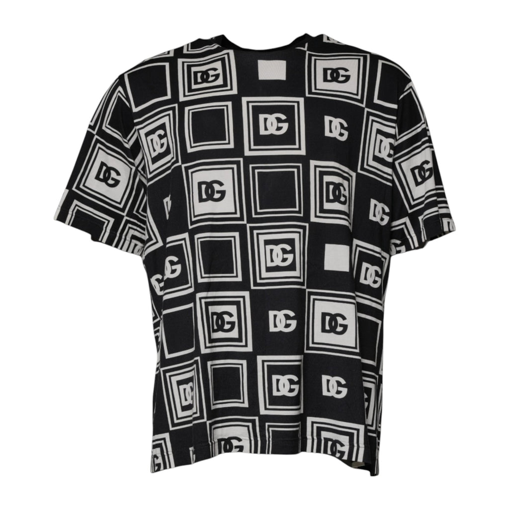 Schwarzes T-Shirt aus Baumwolle mit Rundhalsausschnitt und Logo-Monogramm