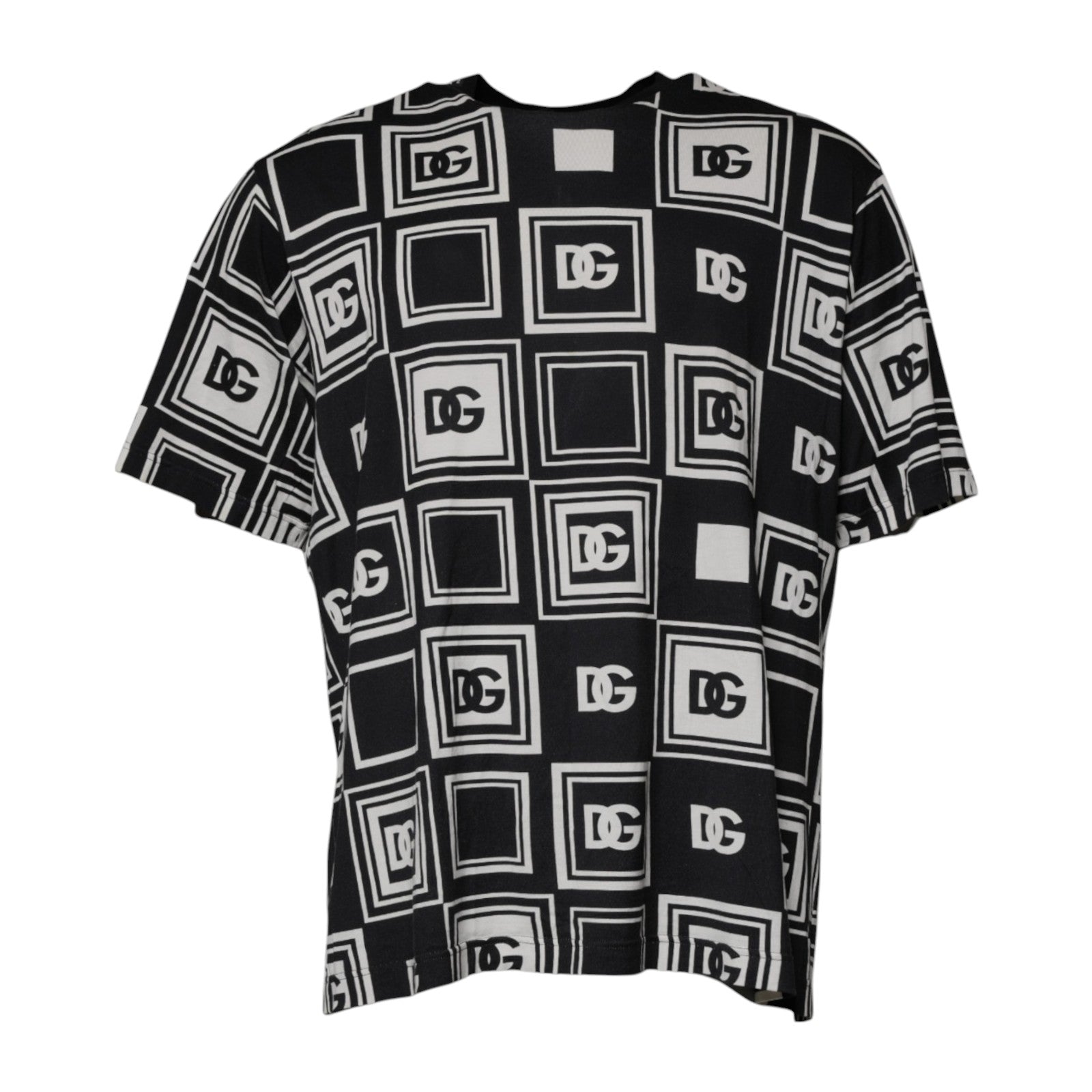 Schwarzes T-Shirt aus Baumwolle mit Rundhalsausschnitt und Logo-Monogramm