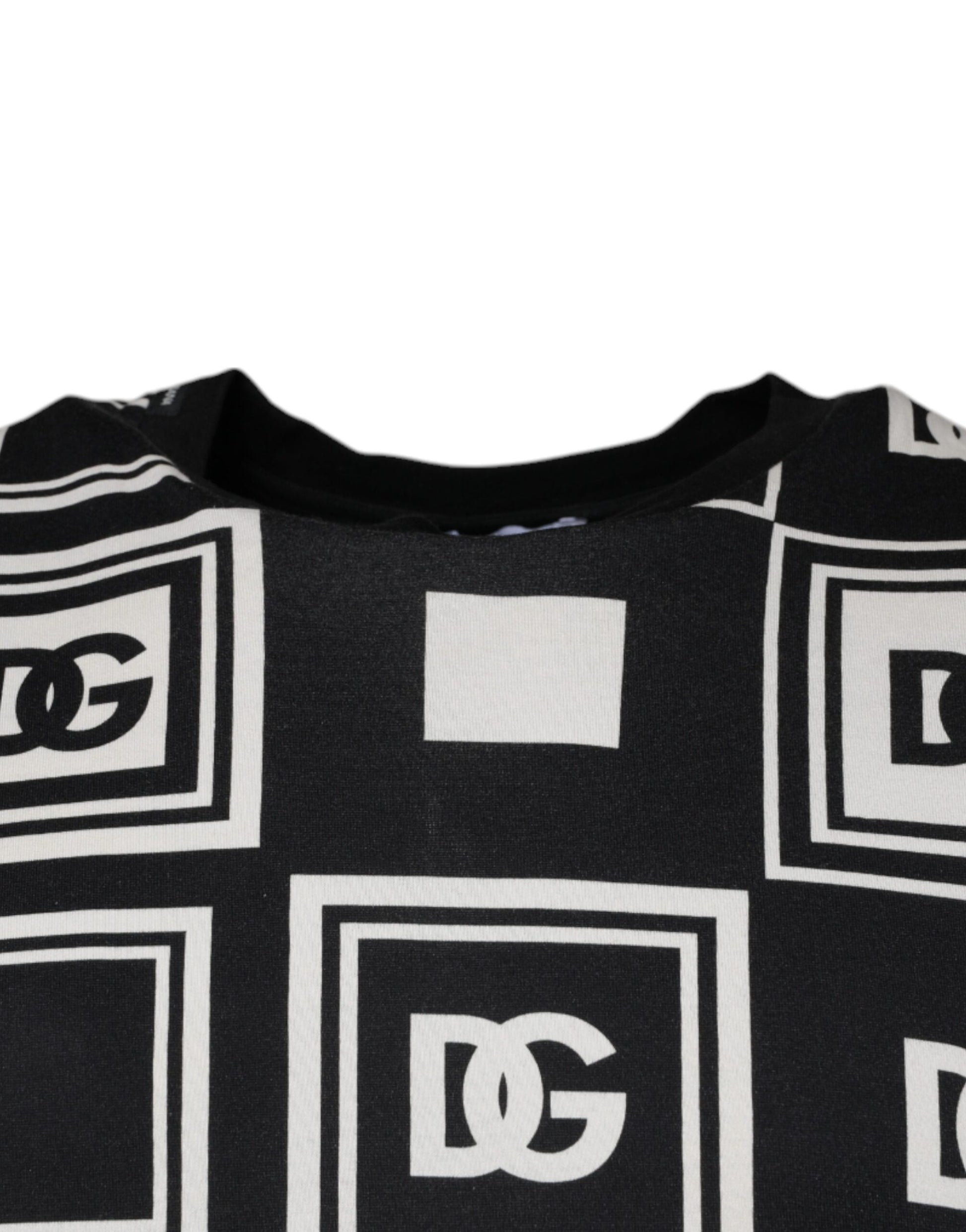 Schwarzes T-Shirt aus Baumwolle mit Rundhalsausschnitt und Logo-Monogramm