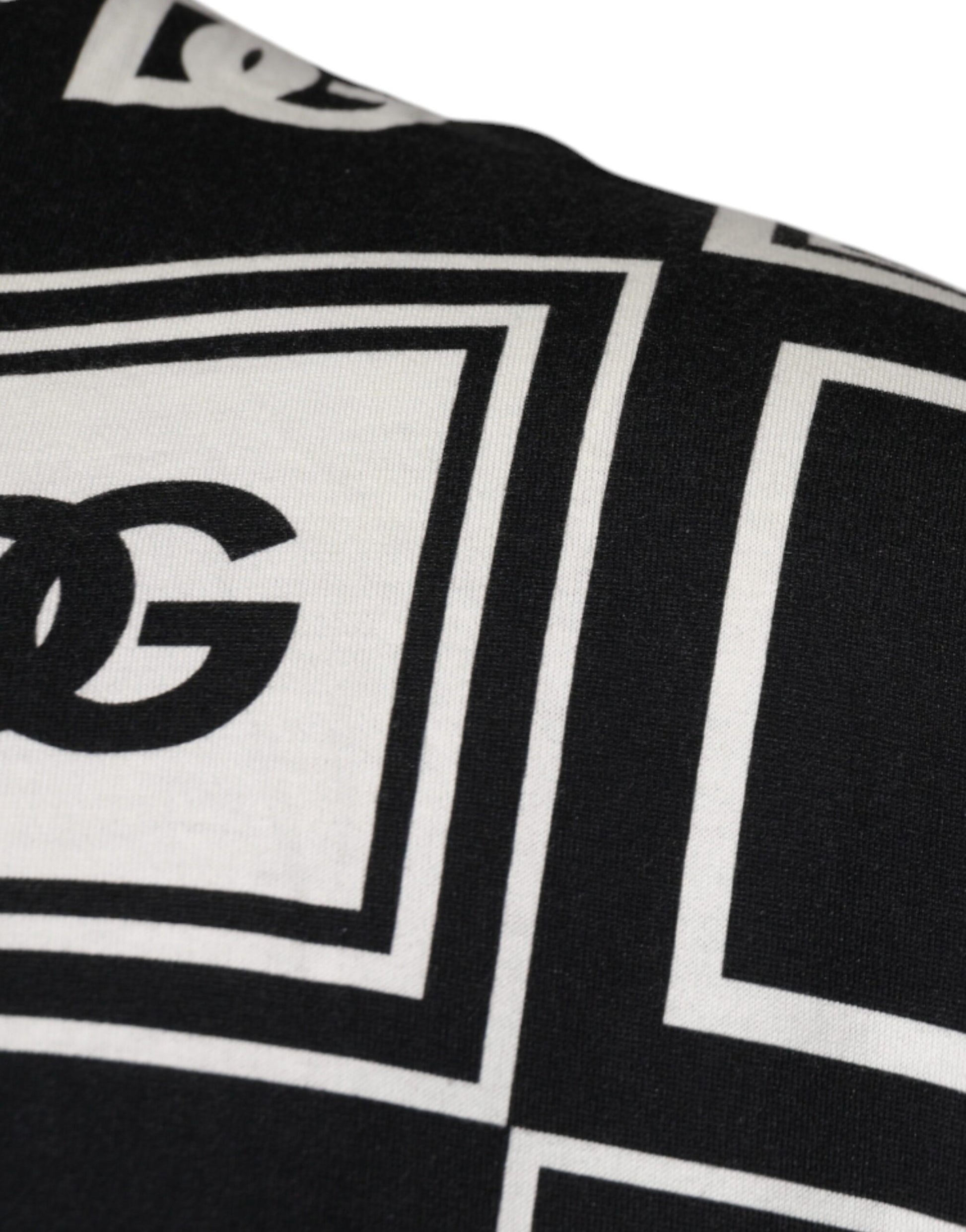 Schwarzes T-Shirt aus Baumwolle mit Rundhalsausschnitt und Logo-Monogramm