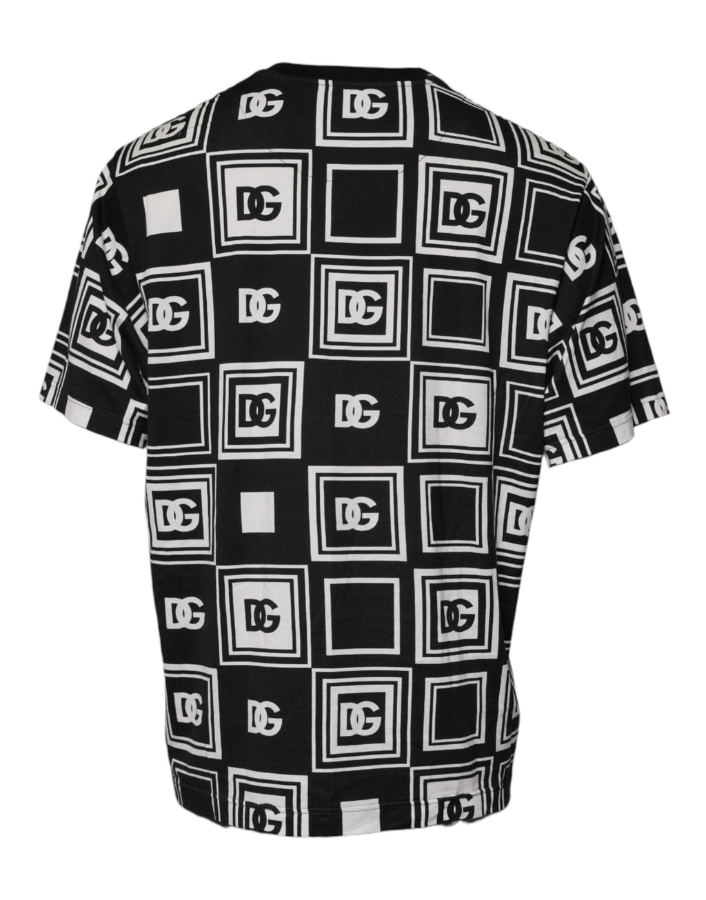 Schwarzes T-Shirt aus Baumwolle mit Rundhalsausschnitt und Logo-Monogramm