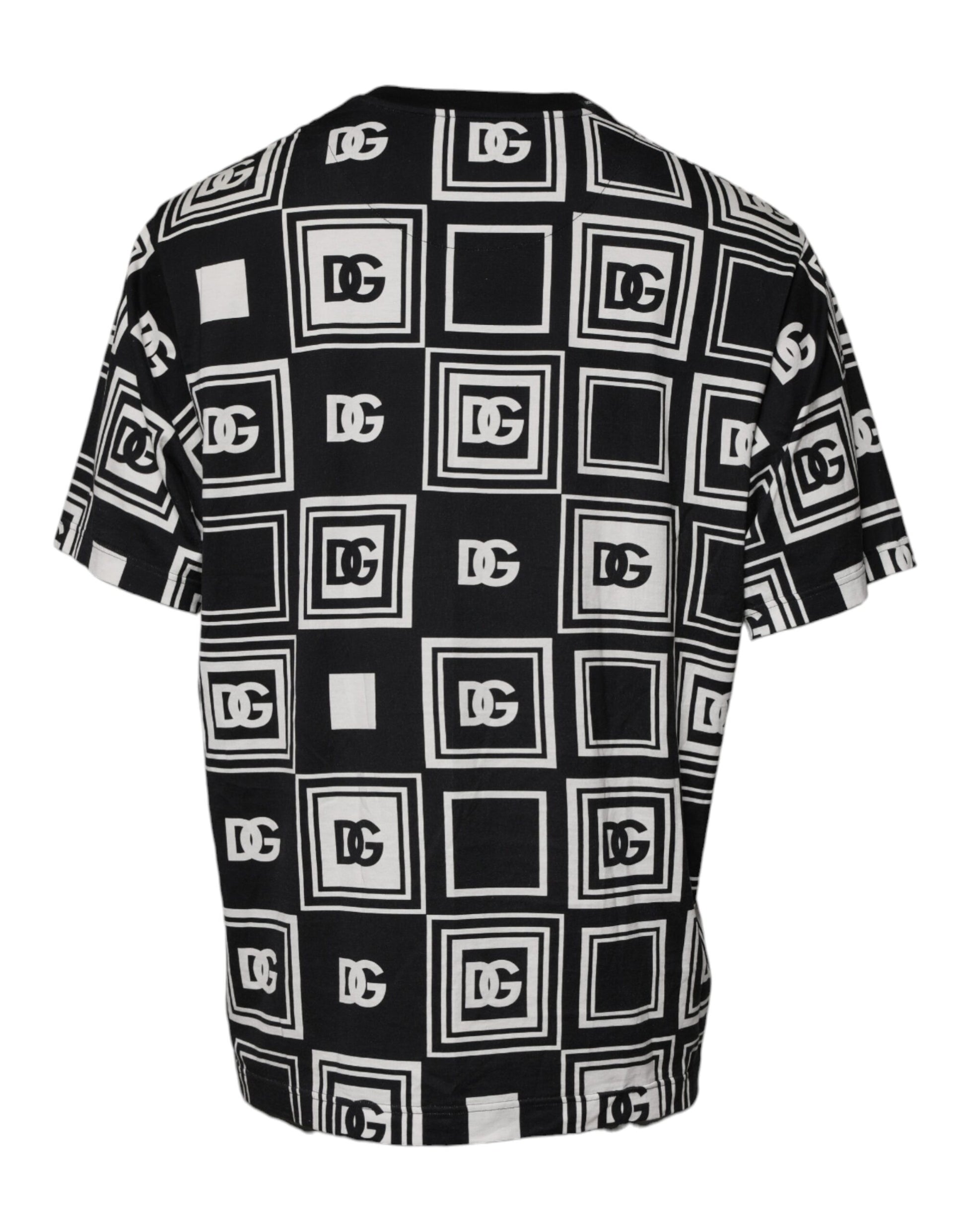 Schwarzes T-Shirt aus Baumwolle mit Rundhalsausschnitt und Logo-Monogramm