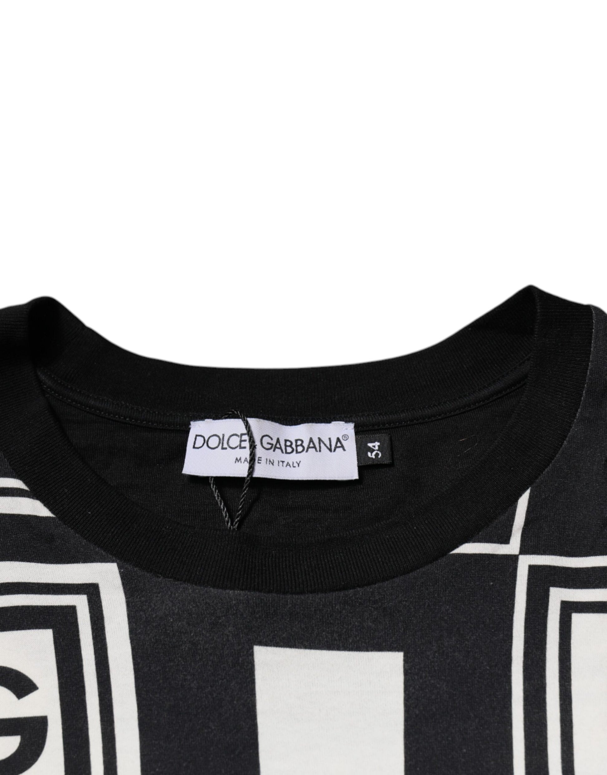Schwarzes T-Shirt aus Baumwolle mit Rundhalsausschnitt und Logo-Monogramm