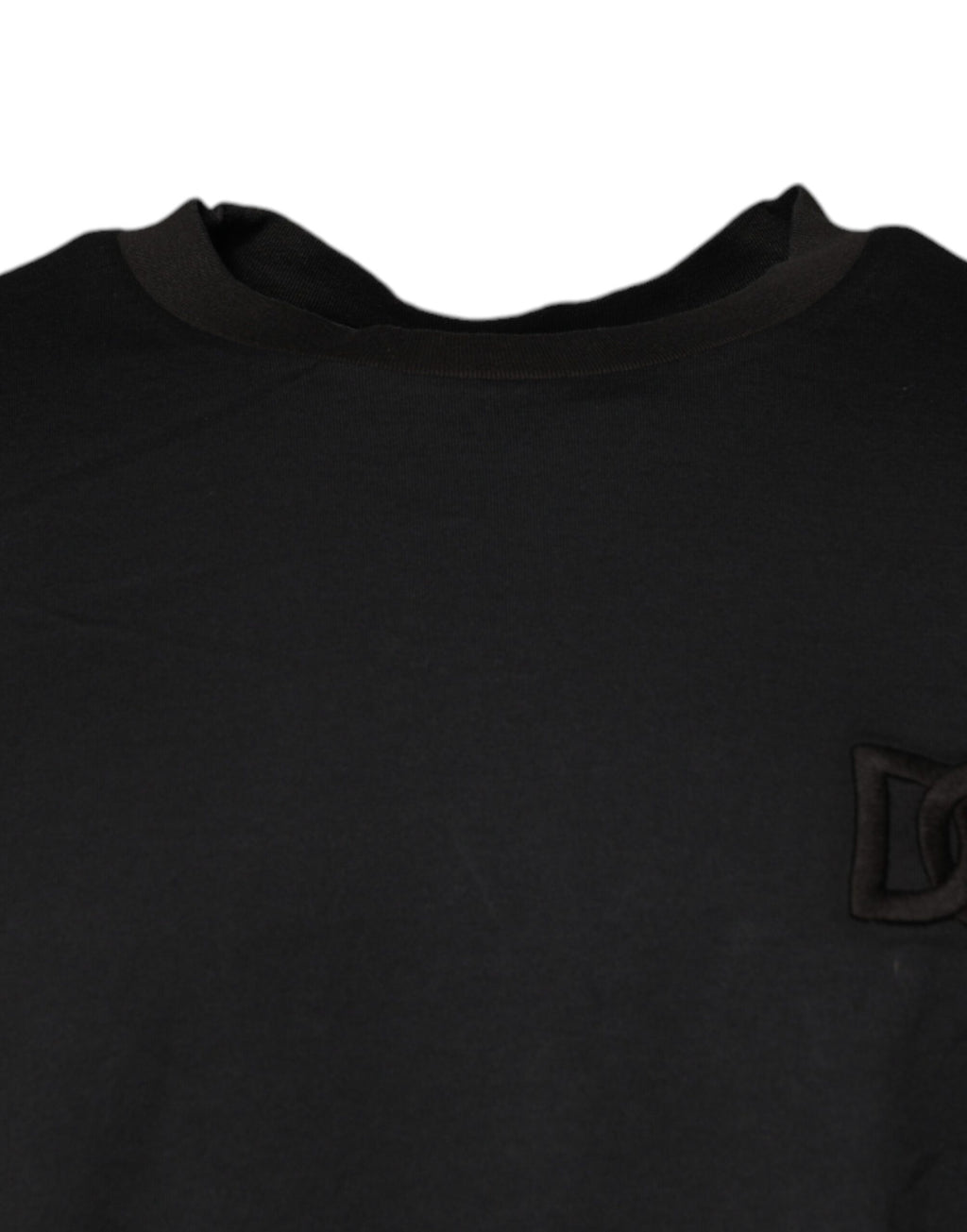 Schwarzes T-Shirt mit Rundhalsausschnitt und kurzen Ärmeln und Logo