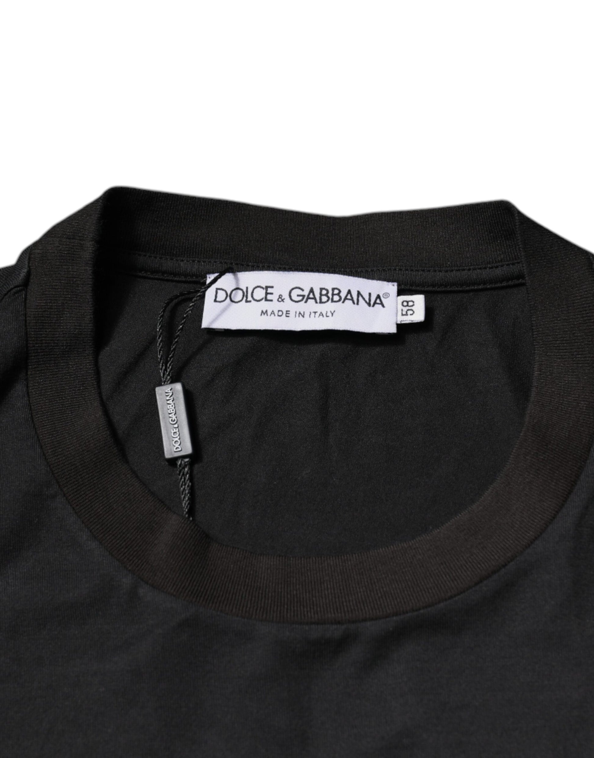 Schwarzes T-Shirt mit Rundhalsausschnitt und kurzen Ärmeln und Logo