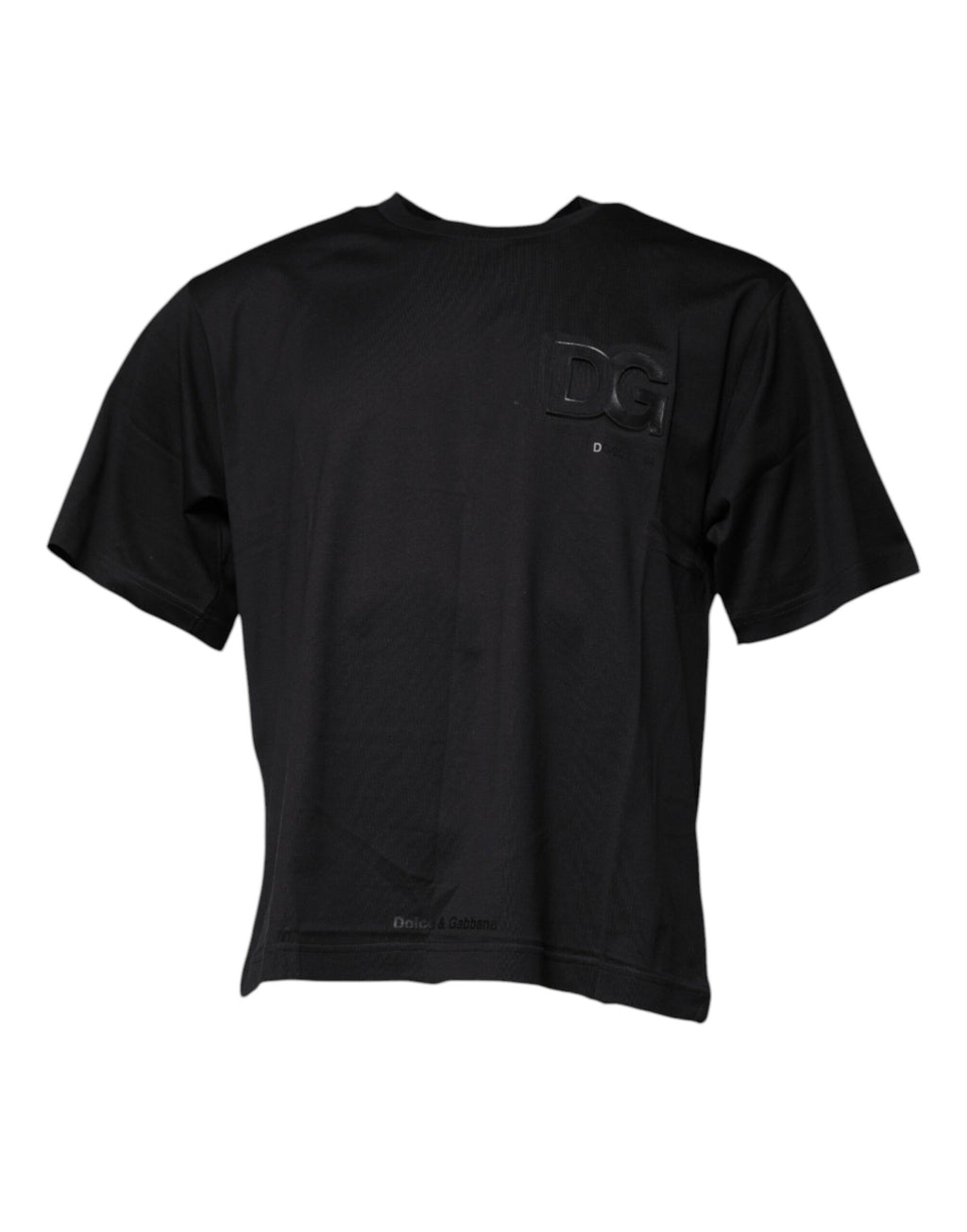 Schwarzes Baumwoll-T-Shirt mit Rundhalsausschnitt und DG-Logo-Print